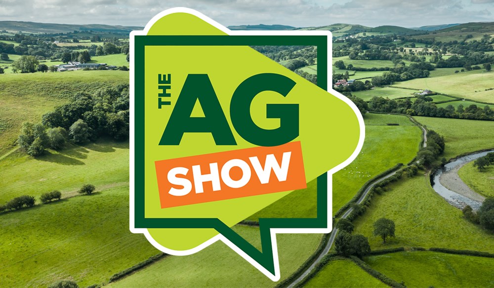 Green Ag Show logo superimposed over countryside and fields